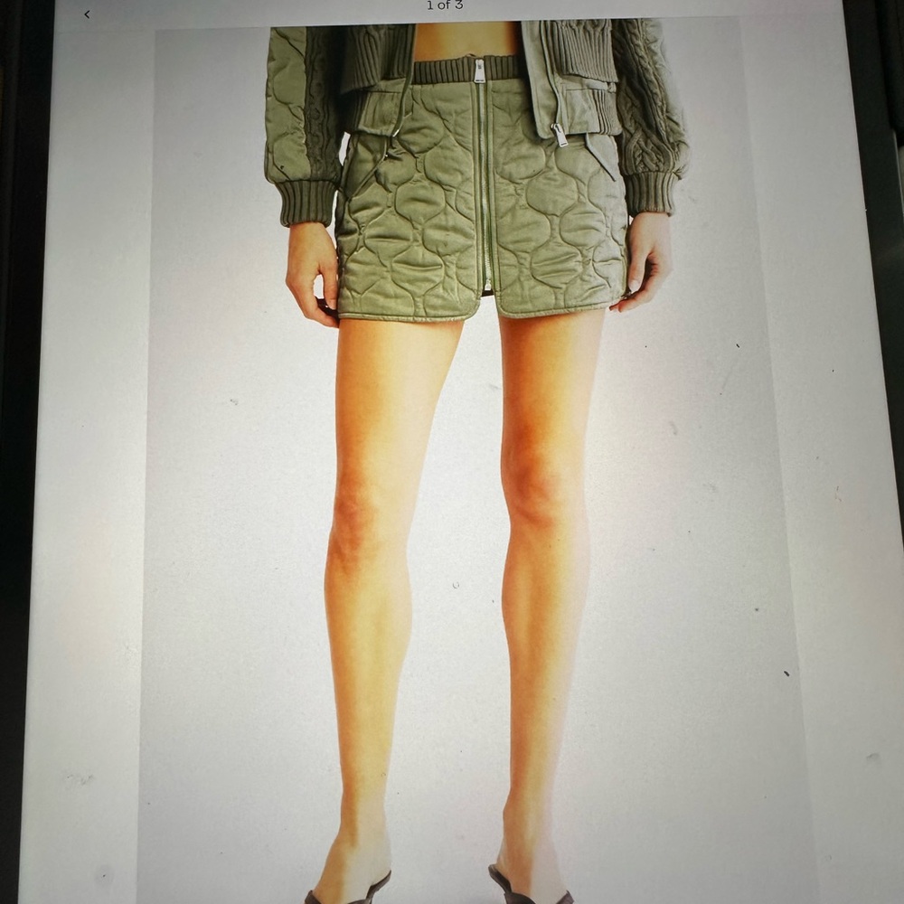 CLOSET CLOSING Simkhai Quilted Olive Green Mini Skirt NWT